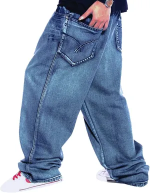 XYGJZ Mens Baggy Jeans Plus Size Hip Hop Wide Straight Leg Loose Fit Denim Pants for Big Fat Men