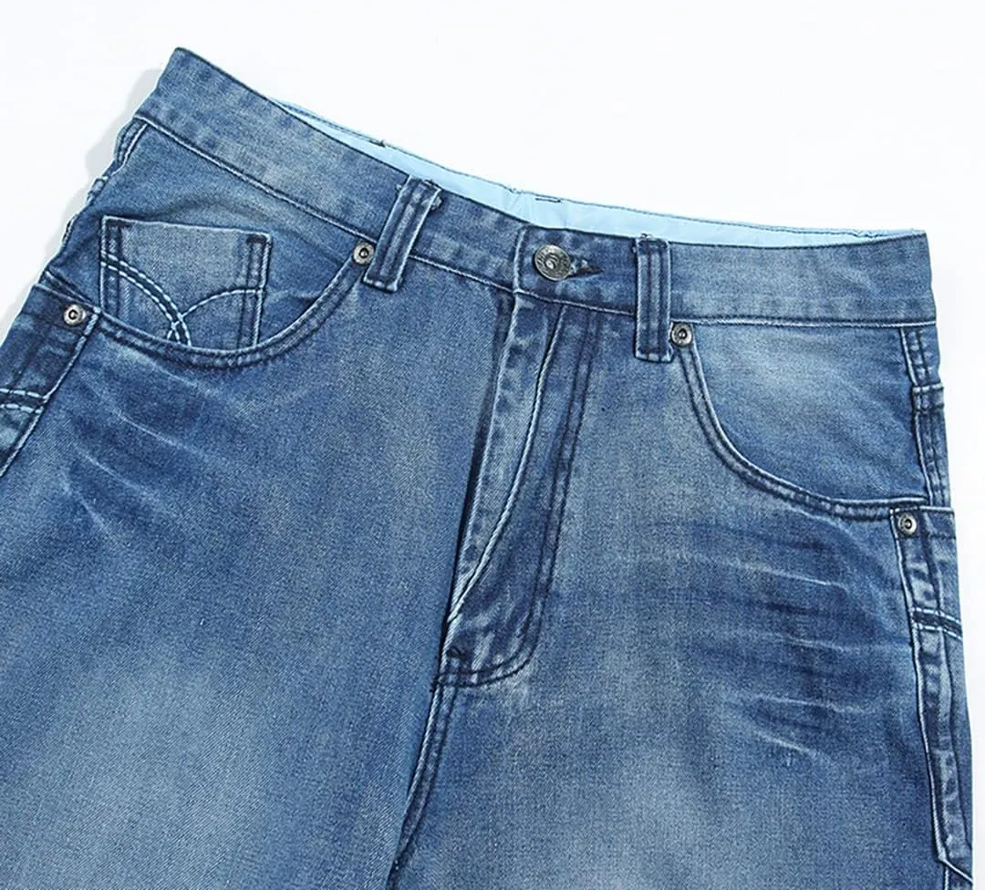 XYGJZ Mens Baggy Jeans Plus Size Hip Hop Wide Straight Leg Loose Fit Denim Pants for Big Fat Men
