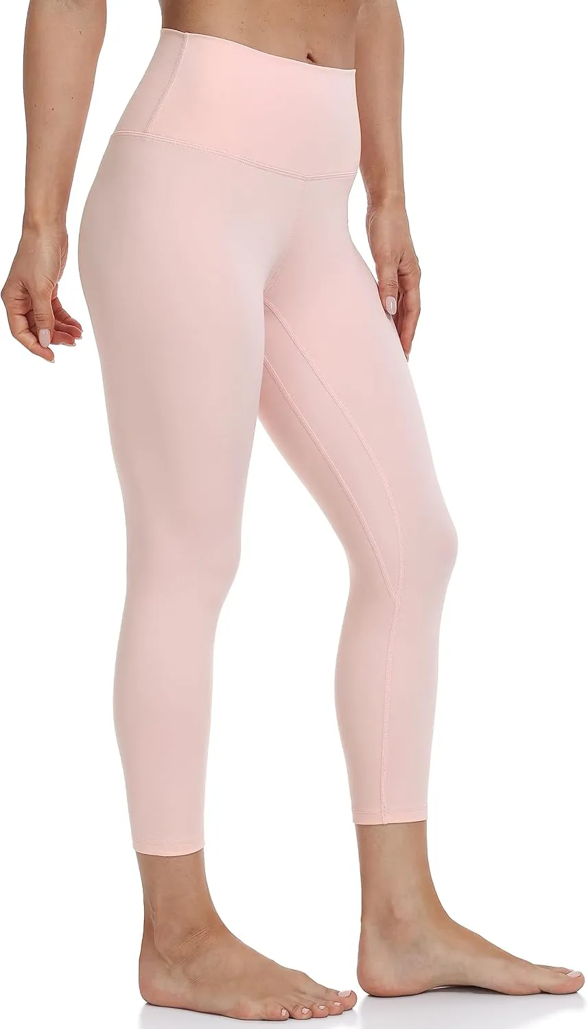 YUNOGA Women's Buttery Soft 21" Inseam Yoga Pants, High Waisted Tummy Control Workout Running Capri Leggings