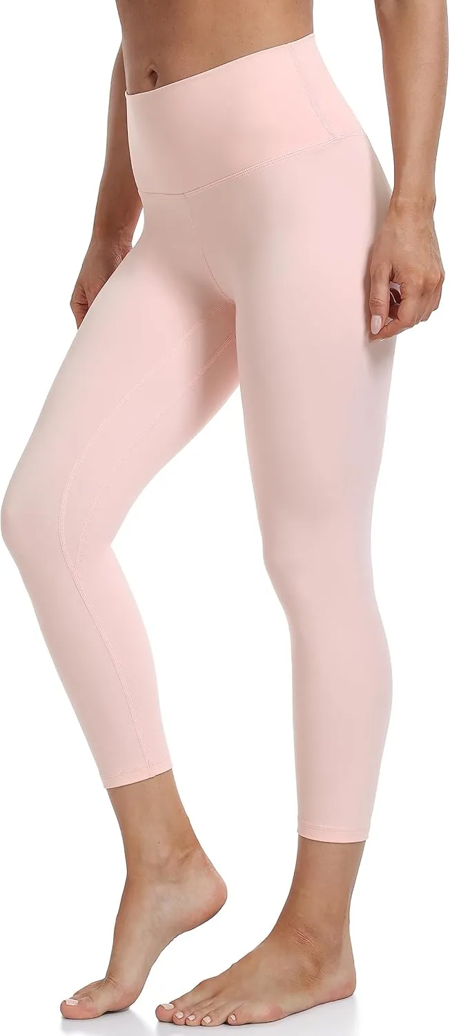 YUNOGA Women's Buttery Soft 21" Inseam Yoga Pants, High Waisted Tummy Control Workout Running Capri Leggings